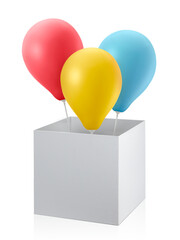 balloons in the box, transparent background
