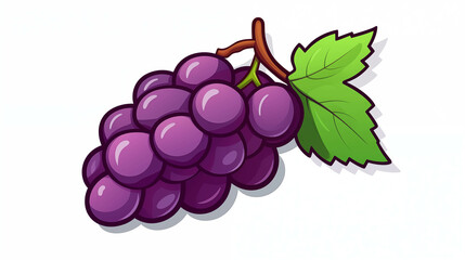 Drawing of a bunch of purple grapes on a white background.