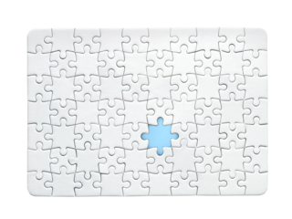 background of white puzzle with missing piece, transparent background