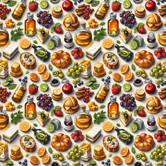 fruit pattern, frameless pattern to enlarge and use as graphic element like background, tiles, ai generated