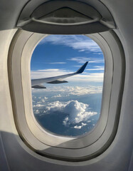 Fototapeta na wymiar place in airplane window