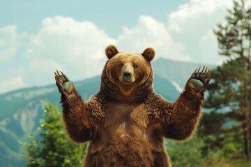 brown bear in nature - obrazy, fototapety, plakaty