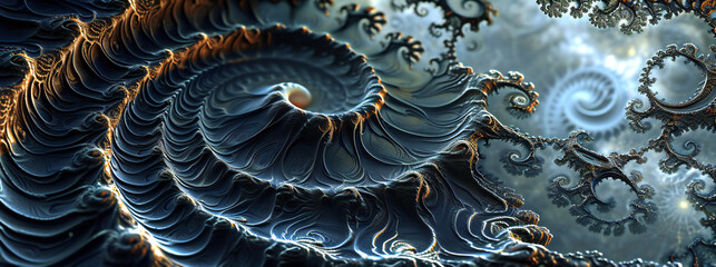 Fractal Design in Blue and Gold Tones