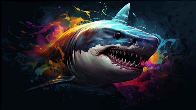 Shark illustration colorful head wallpaper hd