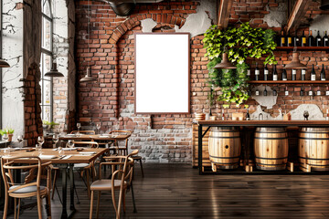 Vertical frame mockup in wine restaurant