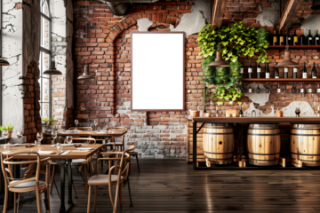 Vertical frame mockup in wine restaurant