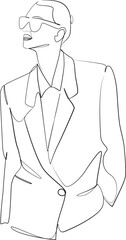line art of a fashion-modern corporate girl