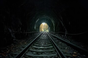 Railroad Tunnel with Light at the End