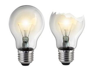light bulb and Broken light bulb, transparent background