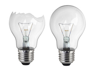 light bulb and Broken light bulb, transparent background