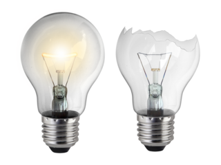 light bulb and Broken light bulb, transparent background
