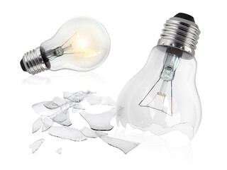 light bulb and Broken light bulb, transparent background