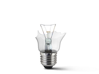 Broken light bulb, transparent background