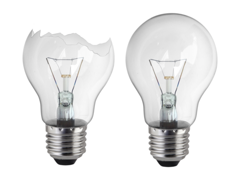 light bulb and Broken light bulb, transparent background