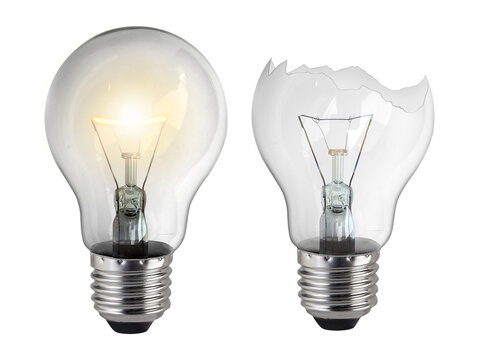 light bulb and Broken light bulb, transparent background