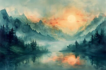 Captivating Mystical Landscape with Mesmerizing Reflections and Ethereal Atmosphere