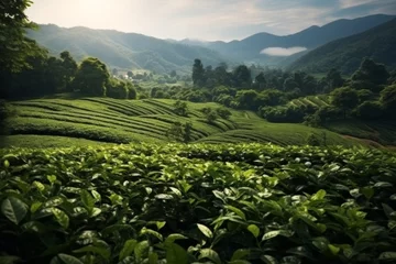 Foto op Plexiglas green coffee plantation Generative AI © Valentine