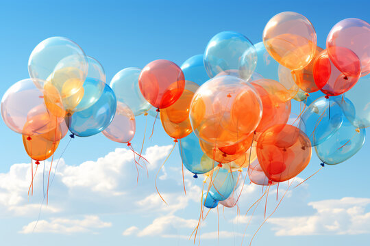 balloon sky, birthday party balloons, banner background, copy space