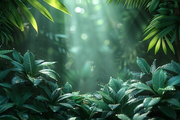 Verdant Tropical Foliage with Captivating Depth of Field for Visually Compelling Design Backgrounds