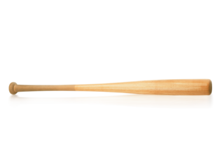 Closeup of baseball bat, transparent background