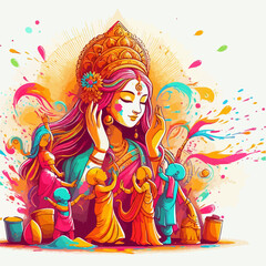 Obraz na płótnie Canvas illustration of bright holi festival of colour