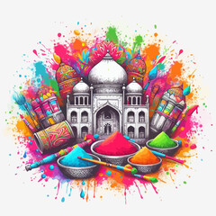 Obraz premium illustration of bright holi festival of colour