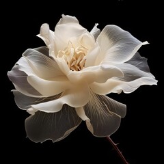 Fototapeta na wymiar White magnolia flower isolated on black background. Flowering flowers, a symbol of spring, new life.
