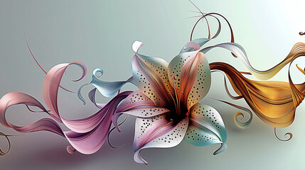 Dynamic Abstract Lilies with Vibrant Curves