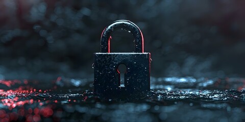 The Symbolic Representation of Cybersecurity Technology and Data Protection: The Dark Digital Padlock. Concept Cybersecurity, Data Protection, Technology Symbolism, Digital Padlock - obrazy, fototapety, plakaty