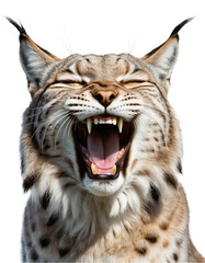Fototapeta premium a laughing lynx, social media meme, happy cat