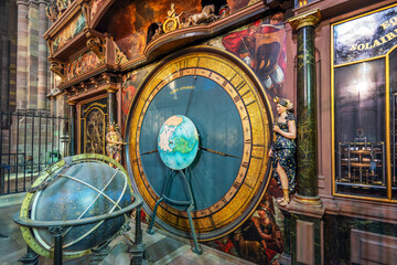 Old astronomical clock in the cathedral of Strasbourg, France
