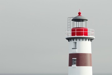 red and white lighthouse on a base