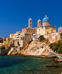 Fototapeta na wymiar syros or siros island in greece summer tourist resort