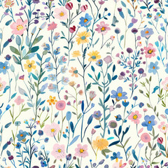 Sweet flower watercolor seamless pattern. Soft pastel colors water color seamless pattern for beauty products or other.	
