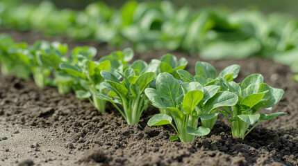 Growing spinach.