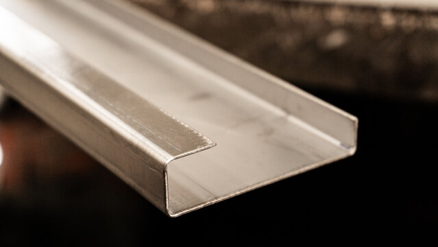 Metal stainless sheet bending on hydraulic machine.  bending stainless sheet. 