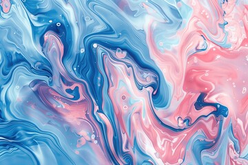 Abstract swirls of blue and pink in a fluid art pattern.