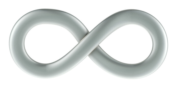 Silver Infinity Symbol, 3D rendering isolated on transparent background