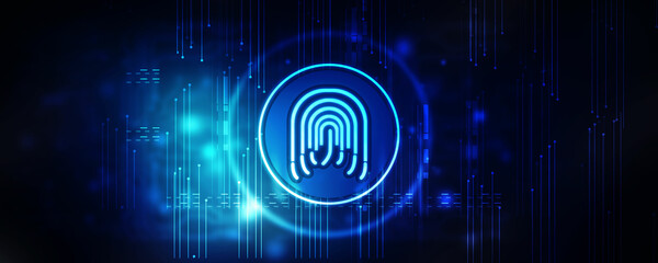 2d Illustration Fingerprint Scanning Technology Concept 
