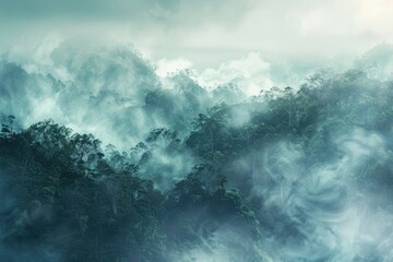 Enchanting High-Altitude Cloud Forest in Earth Day Mist - obrazy, fototapety, plakaty