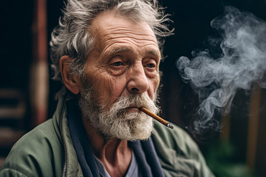 Photo of smoking man dangerous bad habbit generative AI