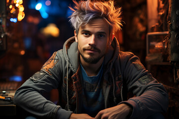 Obraz premium Office IT specialist worker system administrator hacker engineer picture portrait made with Generation AI technology