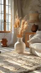 a light beige carpet, showcasing its harmonious integration into the serene ambiance.