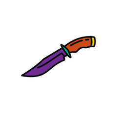 Original vector illustration. Contour icon of a camping knife.