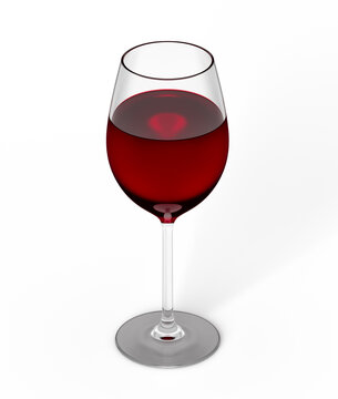 Red wine glass filled with beverage isolated
