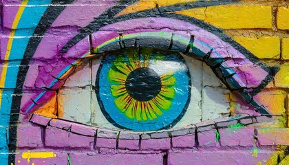 Obraz premium Eye Graffiti on a Brick Wall