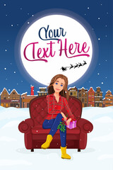 Young Girl with Mistletoe on Hands