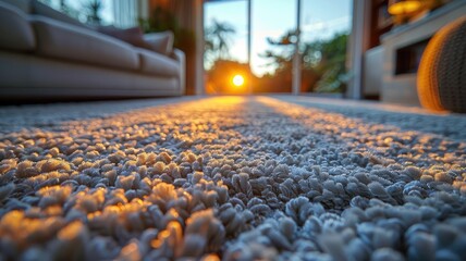Fototapeta premium a light beige carpet, showcasing its harmonious integration into the serene ambiance.