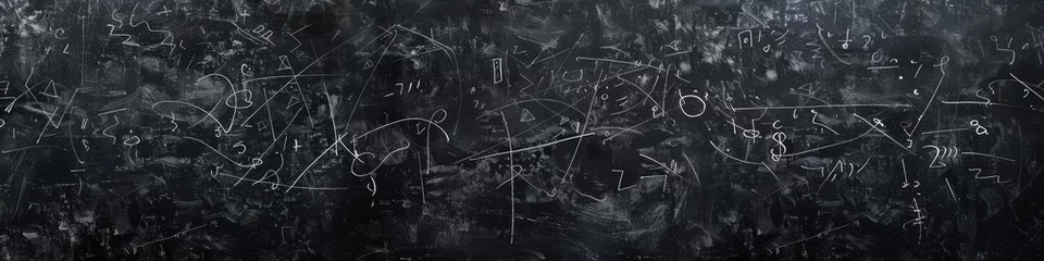 Fotobehang A blackboard dense with calculus and geometry, reflecting the beauty of mathematical thought © Shutter2U