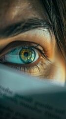 A close-up of a user's eye reflected in a screen, focusing on a straightforward, well-organized document interface that symbolizes clarity and ease of use - obrazy, fototapety, plakaty